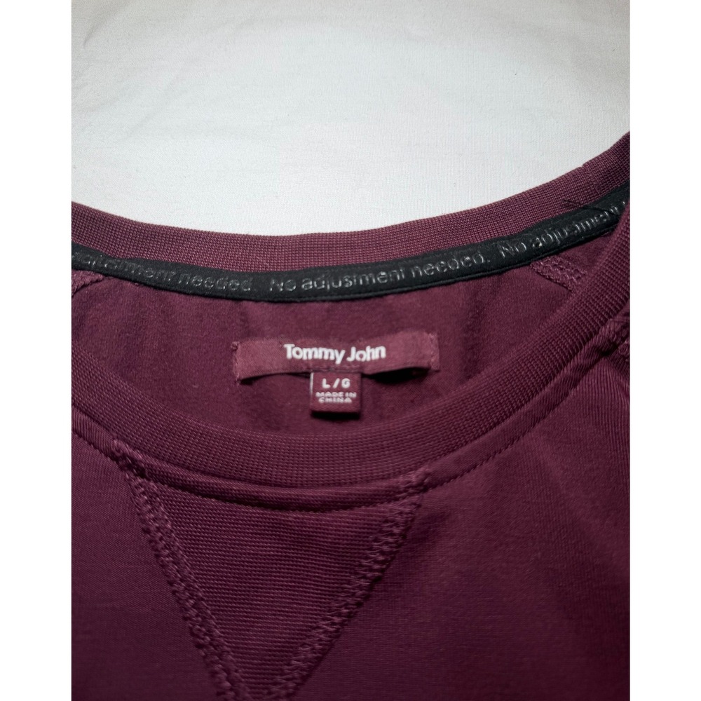 Tommy John Mens Burgundy Raglan Sleeve Crew Neck Lounge Sweatshirt Large - Picture 4 of 8